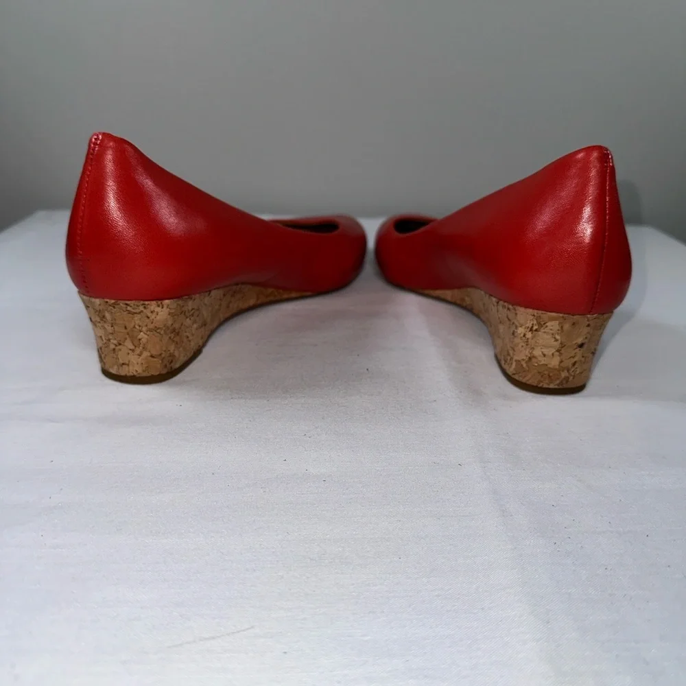 Nurture by Lamaze Deon Red Leather Cork Wedge Pump Office Comfort Women Size 7.5